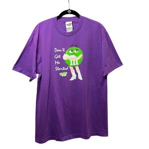 Vintage M&M's World Green M&M Candy Purple T-Shirt Large 90s Y2K Cartoon Graphic